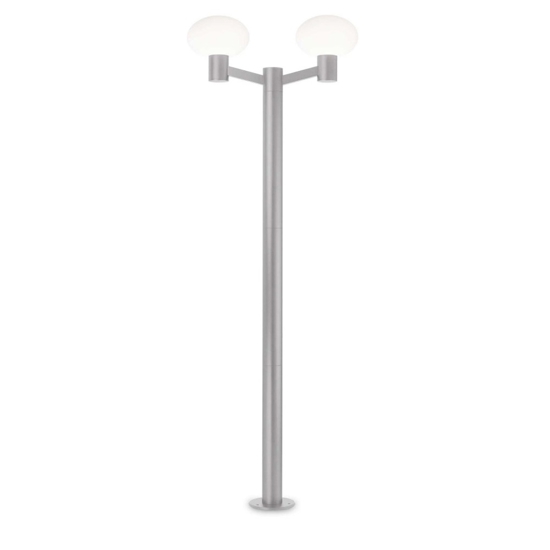 Ideal lux clio mpt2 lampione da esterno due luci grigio chiaro ip44
