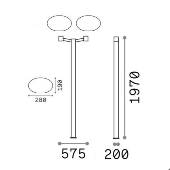 Ideal lux clio mpt2 lampione da esterno due luci grigio chiaro ip44