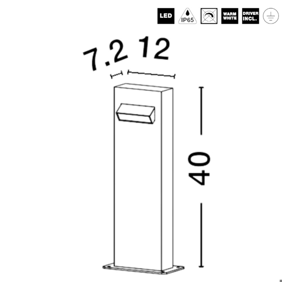 Lampione basso per giardini moderni led 3000k design moderno