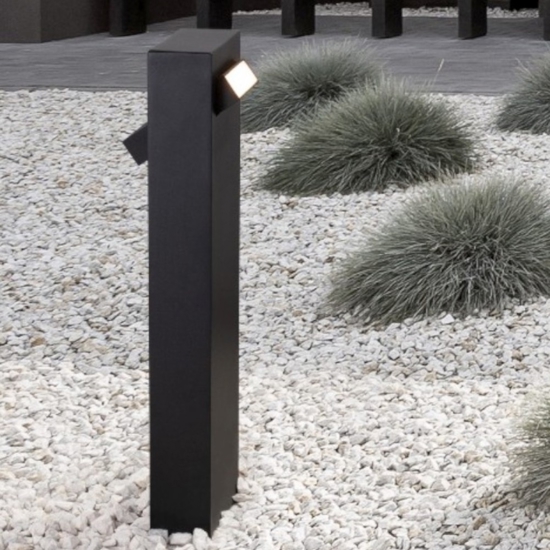 Lampione basso da giardino moderno led 3000k nero rettangolare