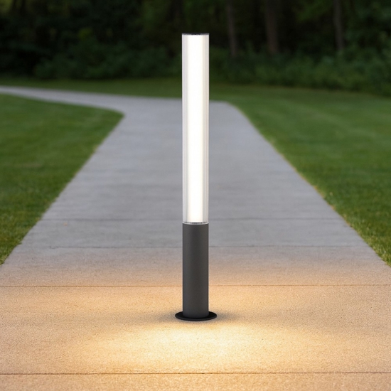 Lampione nero moderno ip65 tubolare led 25w per giardino Lampione nero moderno ip65 tubolare led 25w per giardino