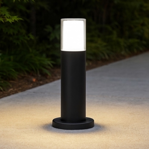 Lampioncino per giardini moderni led 8w 3000k ip65 tubolare nero
