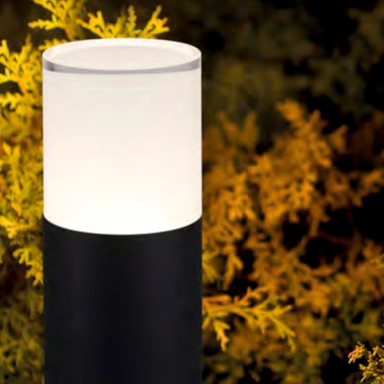 Lampioncino per giardini moderni led 8w 3000k ip65 tubolare nero