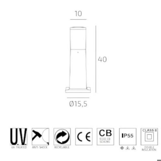 Lampioncino grigio per esterno giardino moderno loano top light