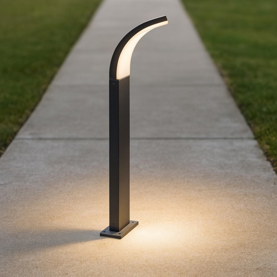 Lampione per esterno design curvo grafite led 15w 3000k ip65 Lampione per esterno design curvo grafite led 15w 3000k ip65