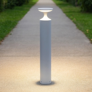 Lampione da giardino moderno design cilindro bianco led 13w 3000k ip65