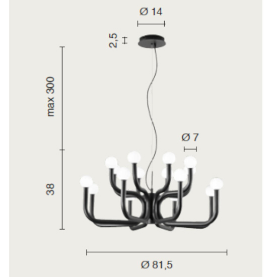 Lampadario moderno oro ondaluce derby sfere vetro