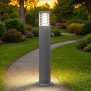 Lampione tronco pt1 h80 grigio paletto grigio da esterni ip65 per giardino