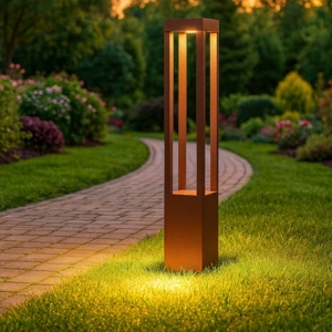 Lampione corten marrone led 10w 3000k da esterno ip54 illuminazione giardino