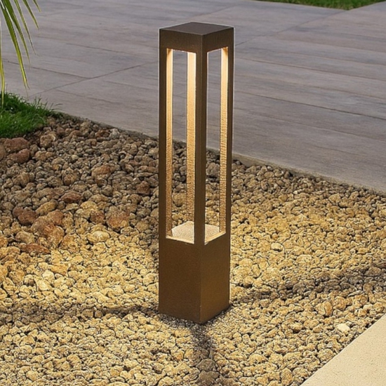 Lampione corten marrone led 10w 3000k da esterno ip54 illuminazione giardino