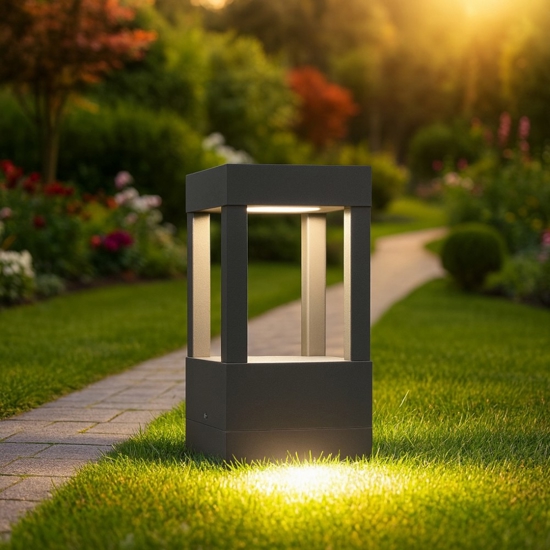 Lampioncino da giardino moderno quadrato led 5w 3000k antracite