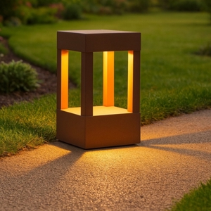 Lampioncino moderno da esterno giardino led 5w 3000k ip54 marrone corten