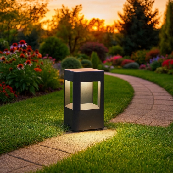 Lampioncino da esterno led 8w 3000k ip54 moderno antracite