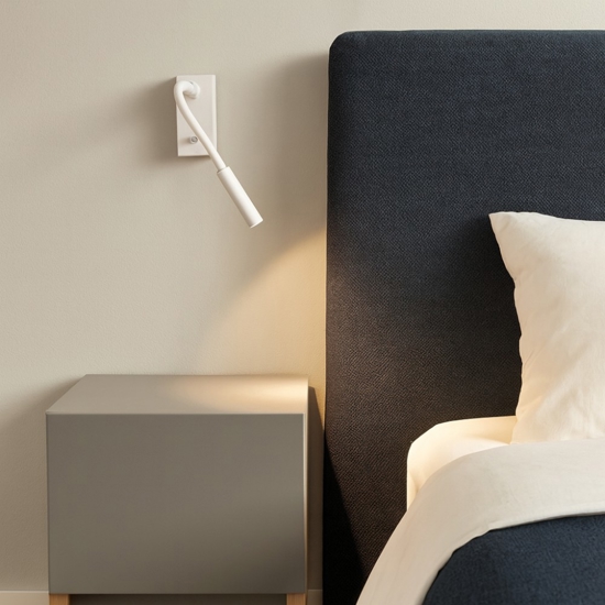 Applique luce comodino camera da letto led 3w 3000k bianco braccio orientabile