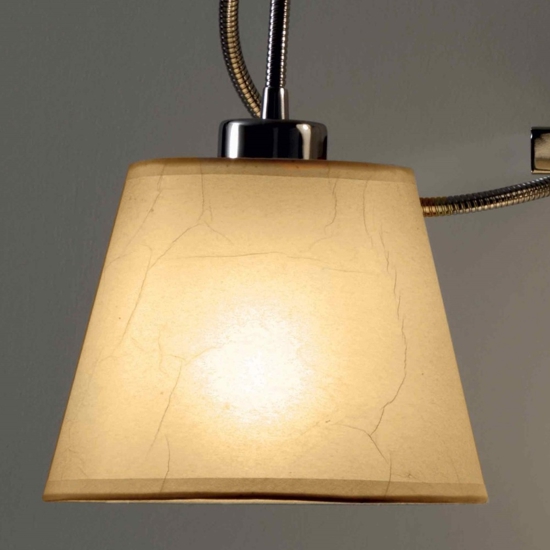 Applique comodino per camera da letto pergamena beige braccio flessibile cromato