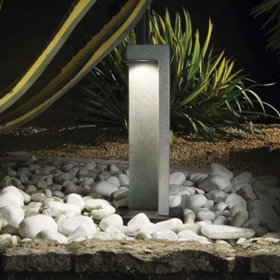 Titano pt h74 ideal lux lampione da giardino effetto granito led 7w 4000k
