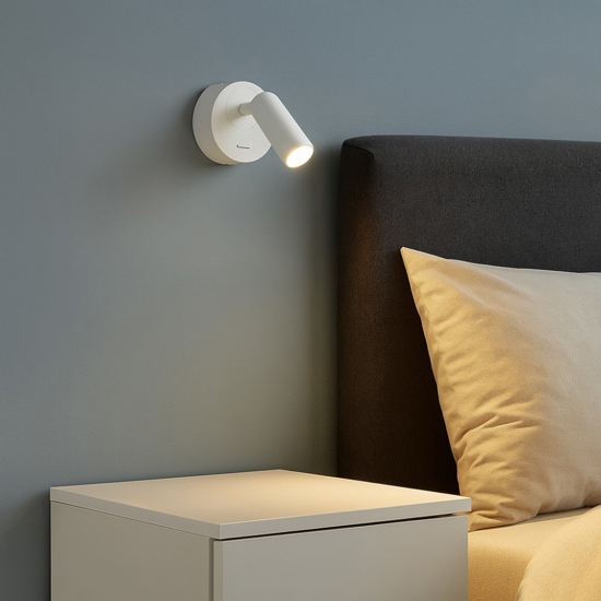 Applique comodino camera da letto ideal lux bean ap round led 3w 3000k bianco orientabile