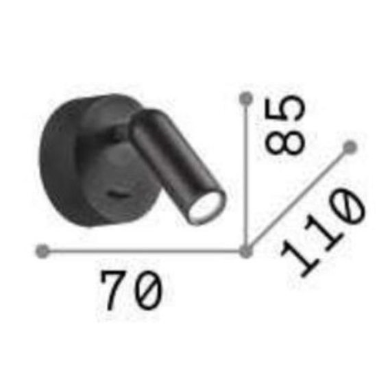 Applique comodino camera da letto ideal lux bean ap round led 3w 3000k bianco orientabile