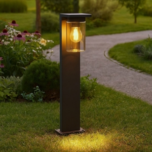 Visualizza i dettagli per Lampioncino da giardino nero con sensore crepuscolare Lampioncino da giardino nero con sensore crepuscolare