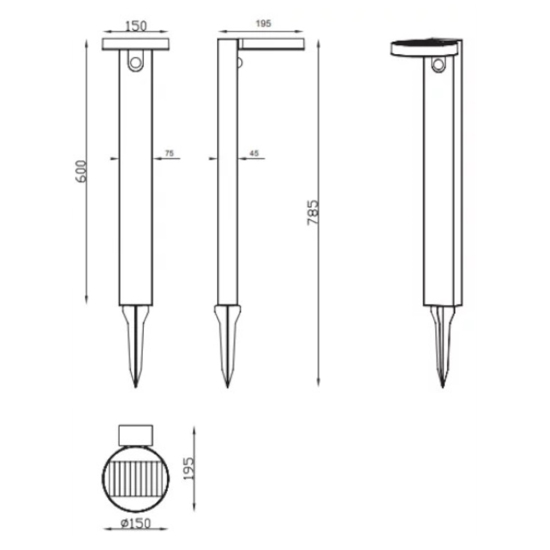 Lampione solare per giardino led 4,5w 3000k antracite moderno Lampione solare per giardino led 4,5w 3000k antracite moderno
