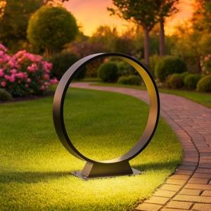 Lampioncino per giardino moderno led 6w 3000k nero rotondo