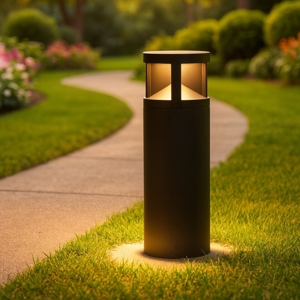 Lampione nero basso tubolare led 24w 3000k da giardino moderno