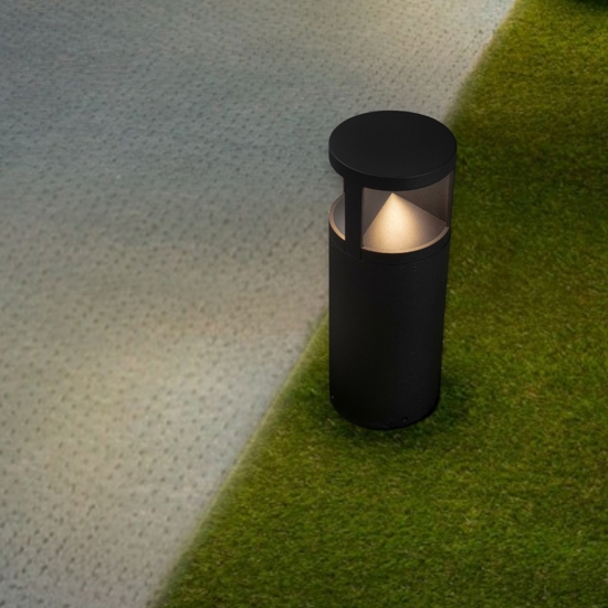 Lampione nero basso tubolare led 24w 3000k da giardino moderno