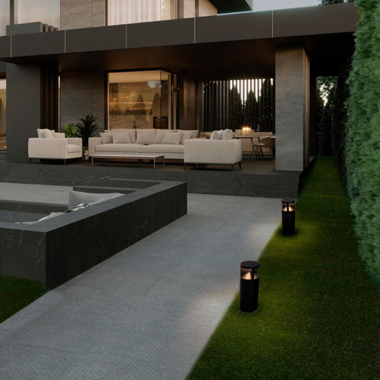 Lampione nero basso tubolare led 24w 3000k da giardino moderno
