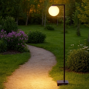 Lampione moderno da giardino nero vetro bianco led 8w 3000k