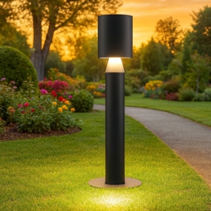 Lampioncino da giardino nero led 6w 3000k moderno tubolare