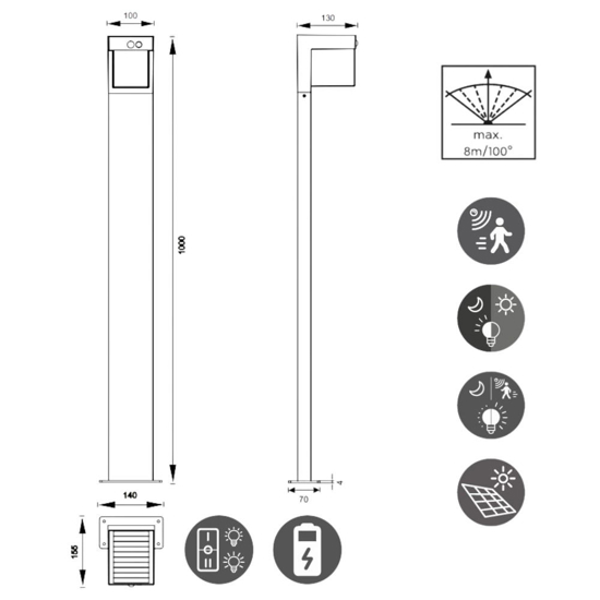 Lampione da esterno ip44 led 5,5w sensore di movimento Lampione da esterno ip44 led 5,5w sensore di movimento