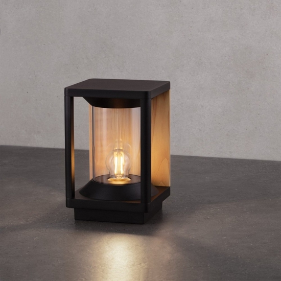 Lampioncino da giardino quadrato nero legno per esterni