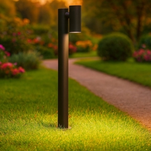 Lampione nero da giardino led 3000k cilindrico moderno