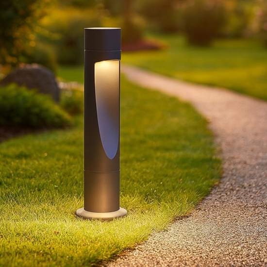 Lampione da giardino moderno cilindro grafite led 15w 3000k ip66