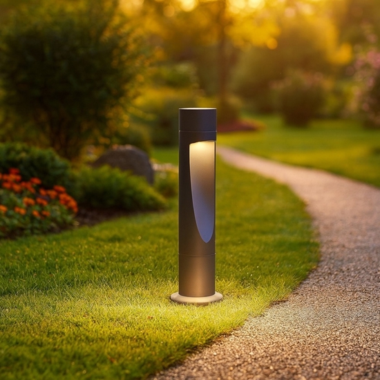 Lampione da giardino moderno cilindro grafite led 15w 3000k ip66