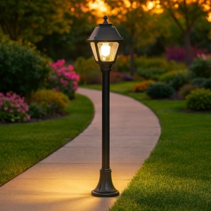 Top light alba lampione nero per giardino moderno 100cm ip55
