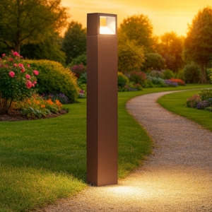 Lampione da giardino gea luce led 9w marrone corten ip54 h100 cm