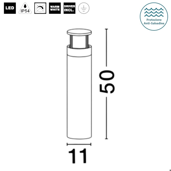 Lampione tubolare moderno led 6w 3000k per giardino Lampione tubolare moderno led 6w 3000k per giardino