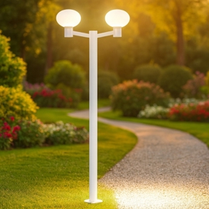 Clio mpt2 ideal lux lampione a due luci bianco ip44 197cm