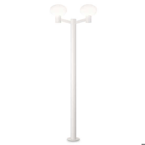 Clio mpt2 ideal lux lampione a due luci bianco ip44 197cm