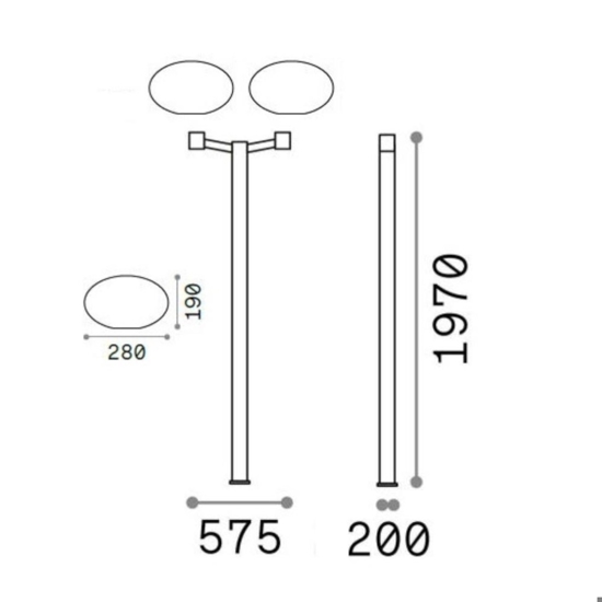 Clio mpt2 ideal lux lampione a due luci bianco ip44 197cm