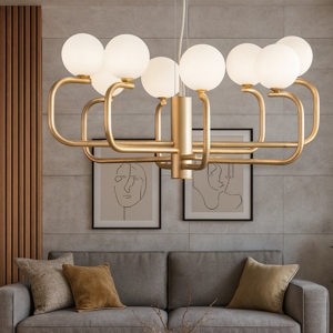 Jeppy ondaluce lampadario metallo oro 8 luci sfere vetro