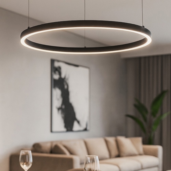 Lampadario oracle slim sp d050 round nero ideal lux led 30w 3000k