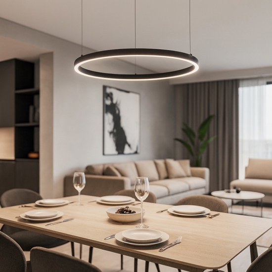 Lampadario oracle slim sp d050 round nero ideal lux led 30w 3000k