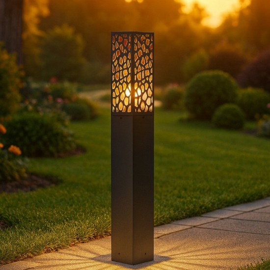 Lampione da giardino squadrato antracite moderno Lampione da giardino squadrato antracite moderno