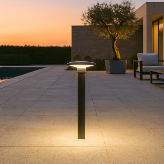 Lampione da giardino per esterno grigio grafite led 18w 4000k