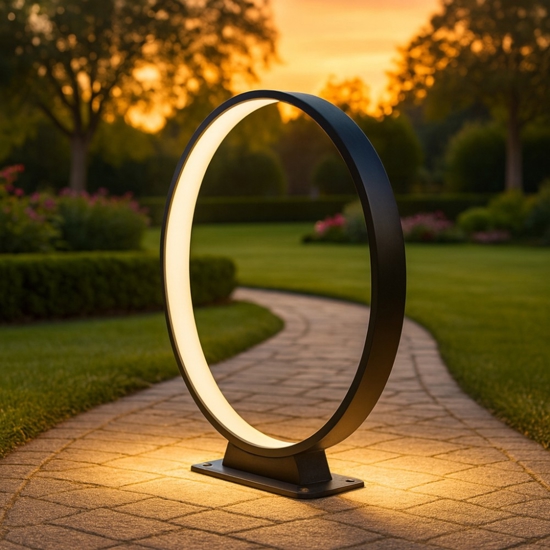 Lampione nero da giardino led 10w 3000k rotondo moderno Lampione nero da giardino led 10w 3000k rotondo moderno