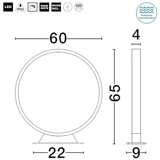 Lampione nero da giardino led 10w 3000k rotondo moderno Lampione nero da giardino led 10w 3000k rotondo moderno