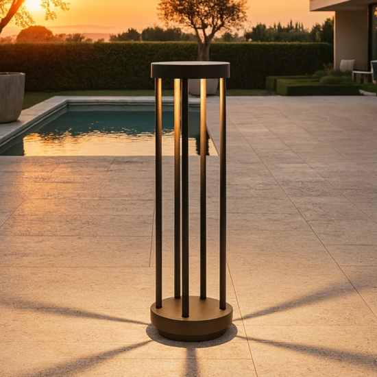 Lampione design moderno da giardino nero led 8w 3000k