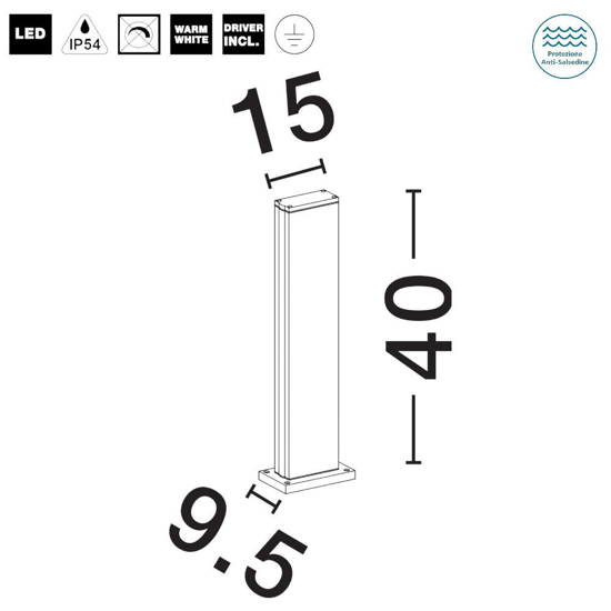 Lampioncino da giardino rettangolare led 9w 3000k design moderno